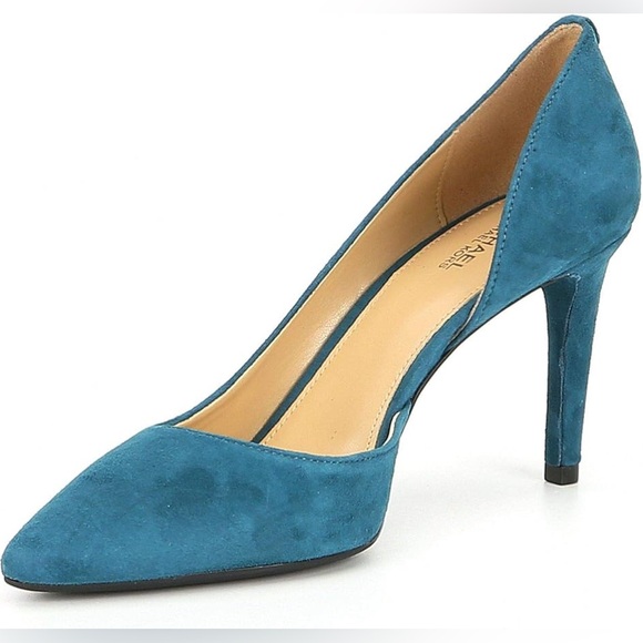 Michael Kor’s NWT  Women Dorothy Flex D'Orsay Suede Pump, Luxe Teal (8.5 - Picture 2 of 14